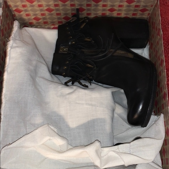 A.S. 98 Black Soho Fringe Booties Boots 38 - Picture 11 of 13